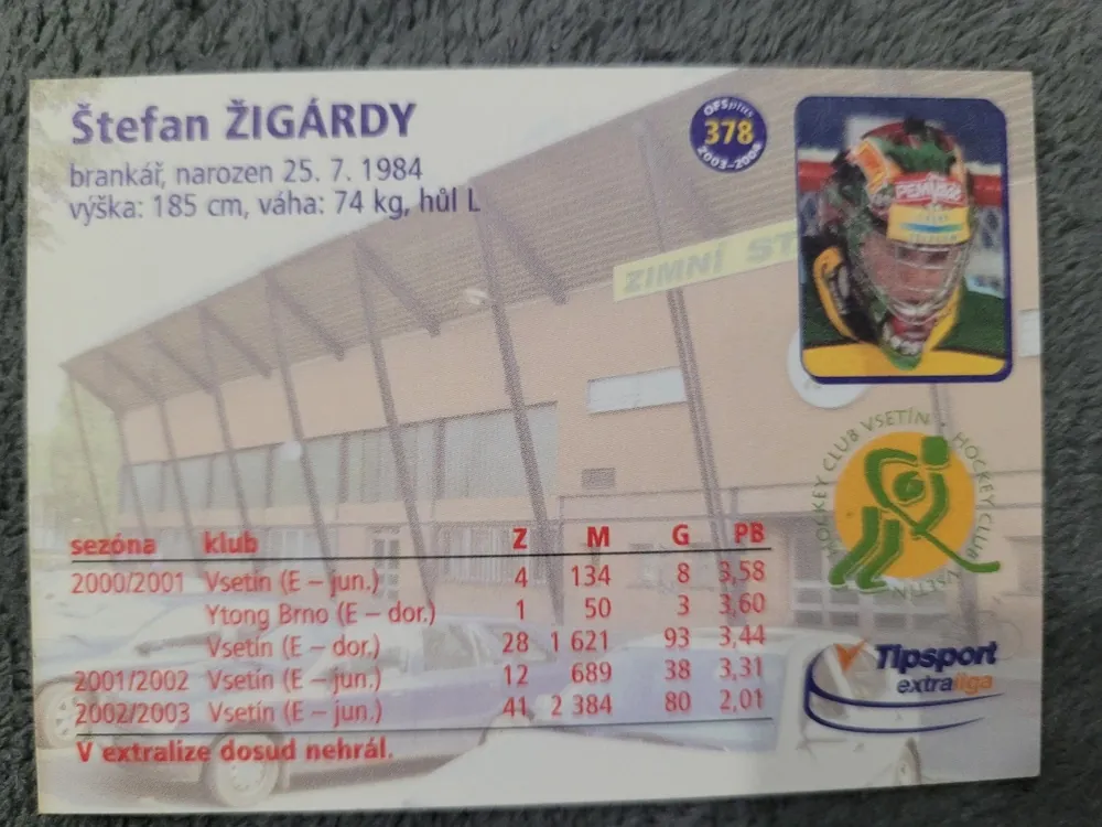 Žigárdy Štefan OFS Plus 2003-04 Dotisk Errors - druhá strana č. 378 č.378