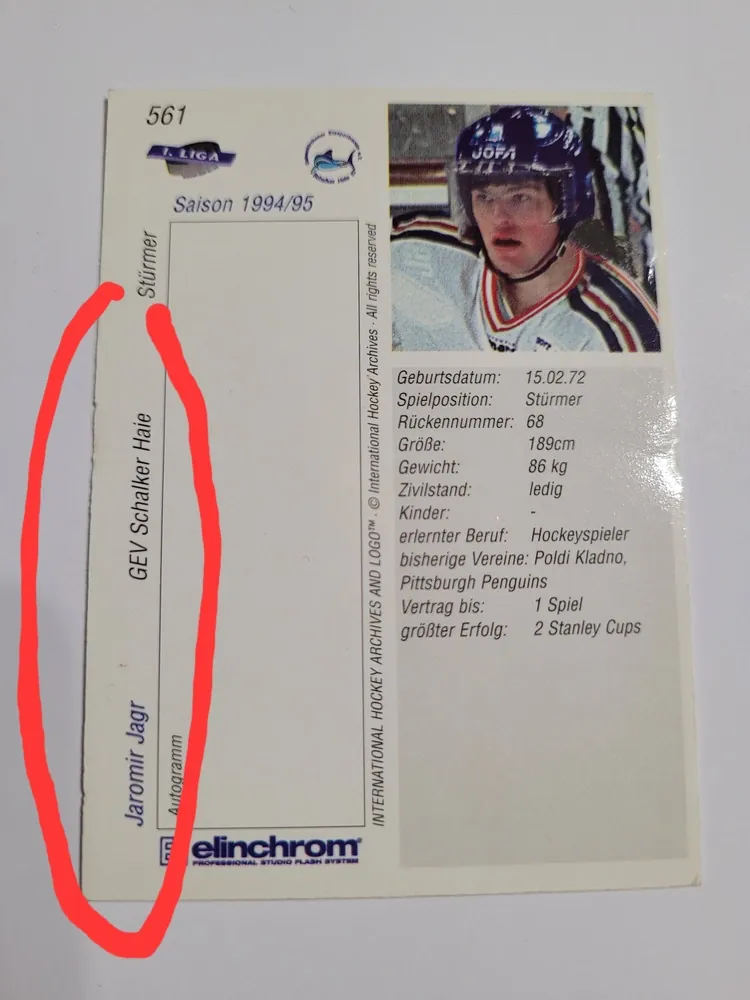 Jágr Jaromír DEL2 1994-95  č.561 není 100% stav (1)