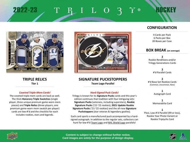 Box NHL Upper Deck Trilogy Hobby 2022-23