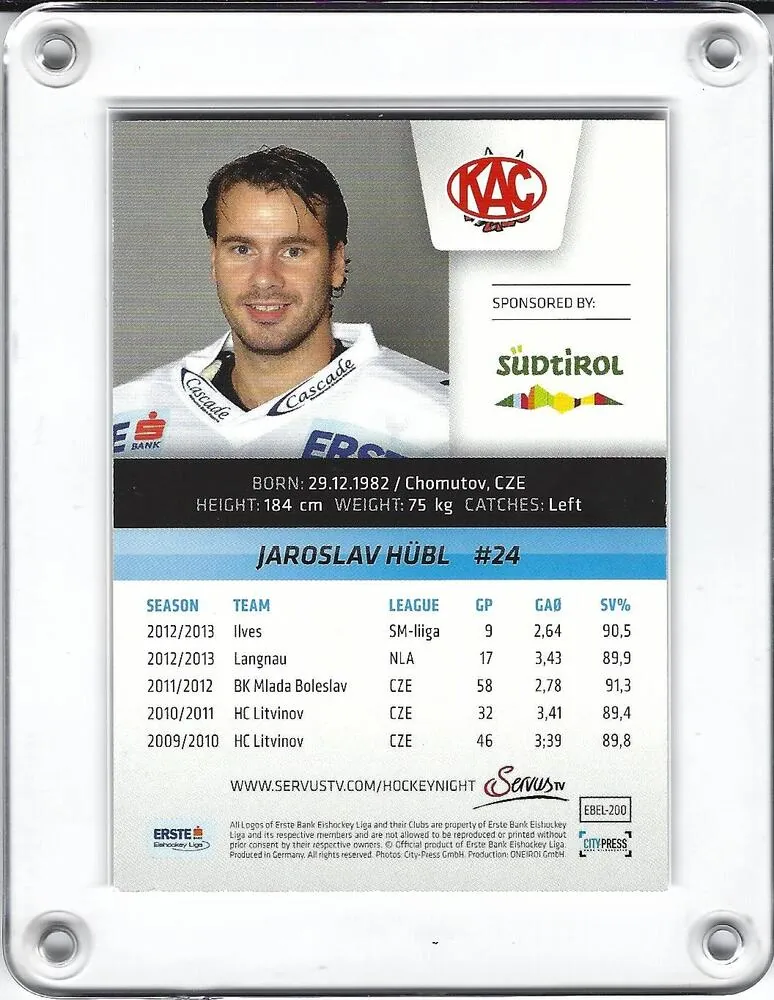 Hübl Jaroslav EBEL 2013-14 Error cards č.200