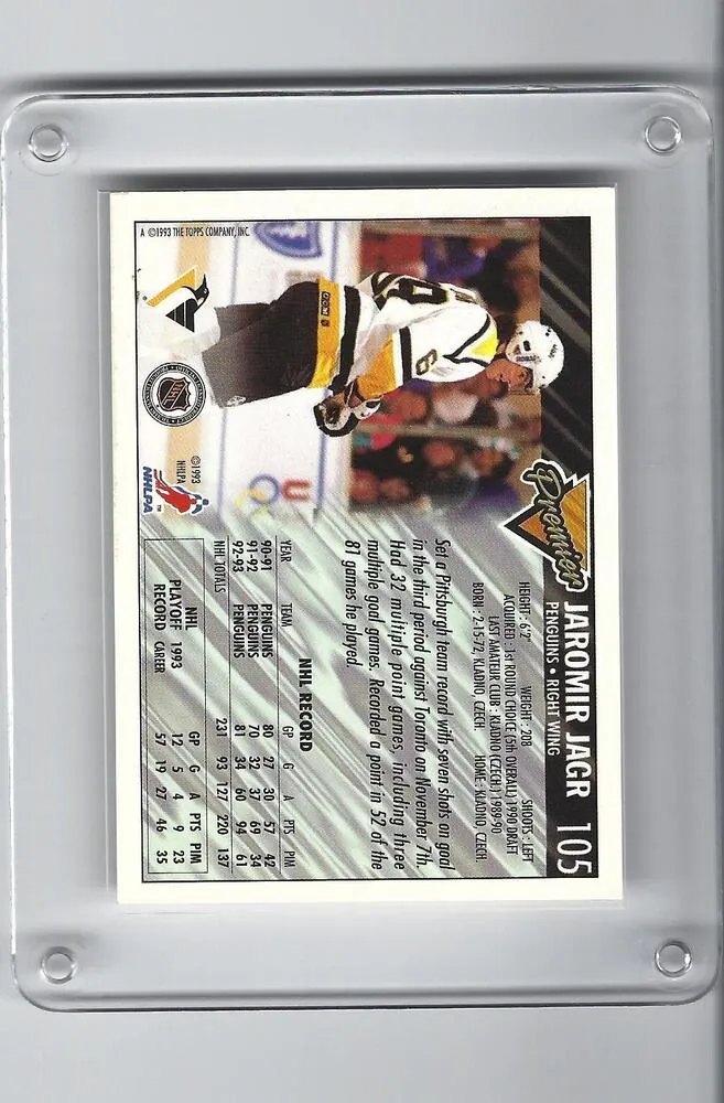 Jágr Jaromír Topps Premier 1993-94 Jednojazyčná č.105