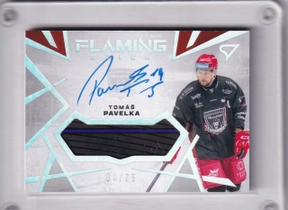 Tomáš Pavelka  SportZoo Tipsport 2024-25 I.série Flaming stick /25 Signature č.FS-TP