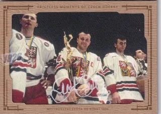 Mistrovství světa ve Vídni 1996(podpis: Robert Reichel) OFS Síň Slávy 2020 Priceless Moments of Czech Hockey (Oversized) White 1/1 č.PMCH-30