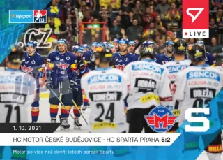 Budějovice – Sparta 5:2 SportZoo Tipsport ELH 2021-22 Live /76 č.17