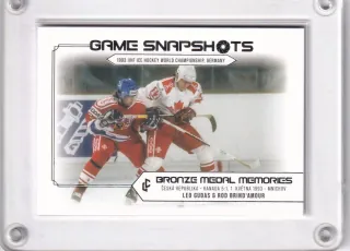 Leo Gudas, Rod Brind'amour  LC Bronze Medal 1993 2023 Game Snapshot Platinum /50 č.GS-02