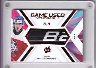 Šapovaliv Matyáš MK Reprezentace 2023 Game used memorabilia-stick RED xx/25 č.GUM-11