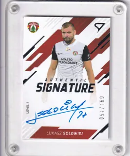 Sołowiej Łukasz PKO Bank Polski Ekstraklasa 2023-24 I.série Authentic Signature Level1 /169 č.SL1-ŁS