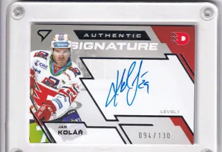 Kolář Jan SportZoo Tipsport 2023-24 I.série Authentic Signature - Level 1  xxx/130 č.SL1-JK