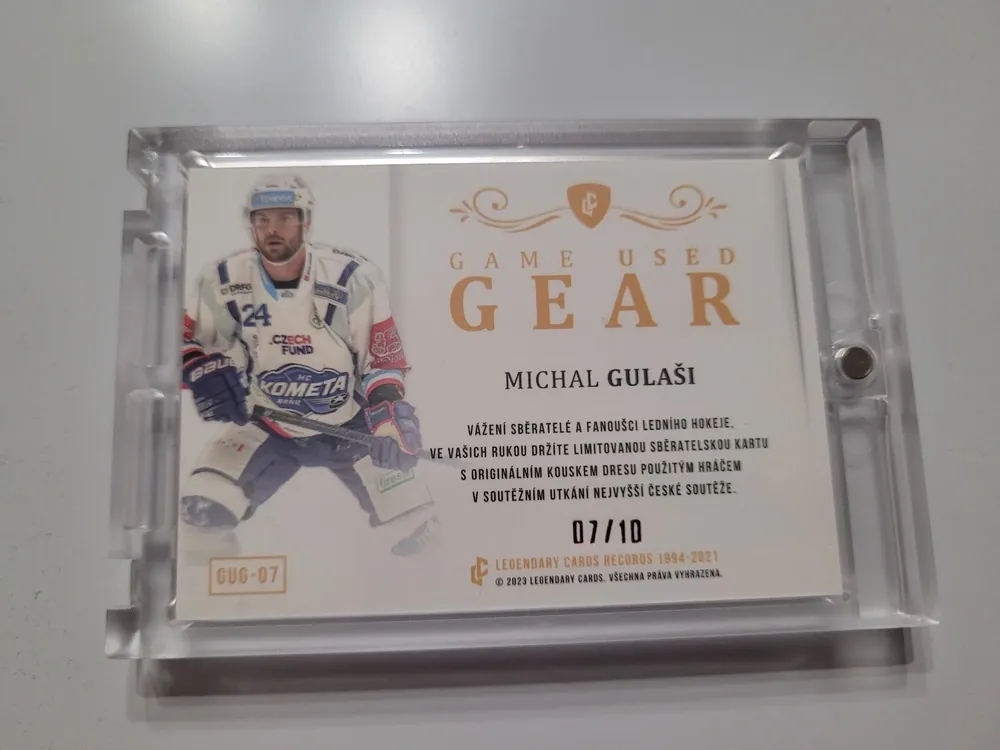 Gulaš Michal LC Rekordy ELH 2023 Game Used Gear /10 č.GUG-07