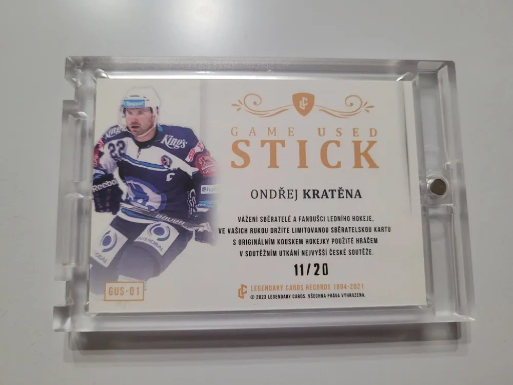 Kratěna Ondřej LC Rekordy ELH 2023 Game Used Stick /20 č.GUS-01