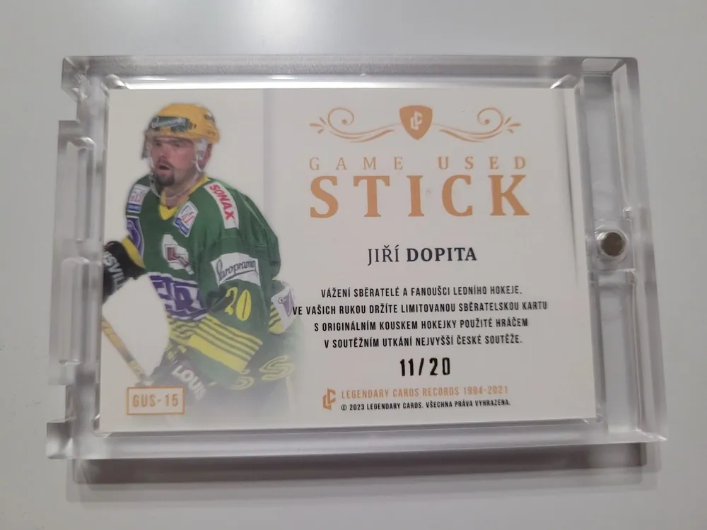Dopita Jiří LC Rekordy ELH 2023 Game Used Stick /20 č.GUS-15
