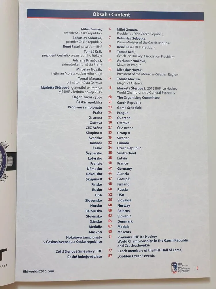 Oficiální program k MS 2015 Praha a Ostrava