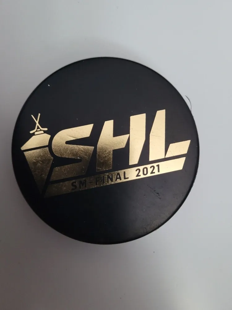 Hokejový puky - dvoustranný -  SHL  - SHL SM-Slutspel 2021 zlatý nápis     
