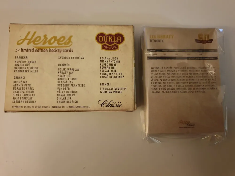 Heroes 32 limited edition hockey cards Dukla Jihlava 60let