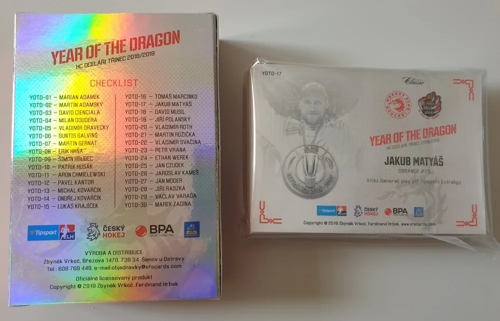 Karty mistrů TELH "YEAR OF THE DRAGON" 2018-19